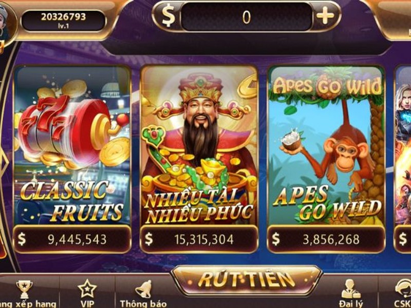 Máy đánh bạc (slots) với hình ảnh các biểu tượng may mắn và giải jackpot
